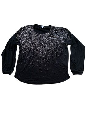 Splendid Women’s Black Silver Speckled Long Sleeve Top Made in USA Size XS
